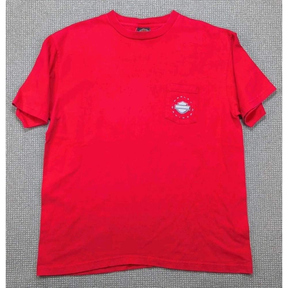 Vintage Harley Davidson Bossier City LA Eagle Pocket T-Shirt Red 2X XXL Y2K